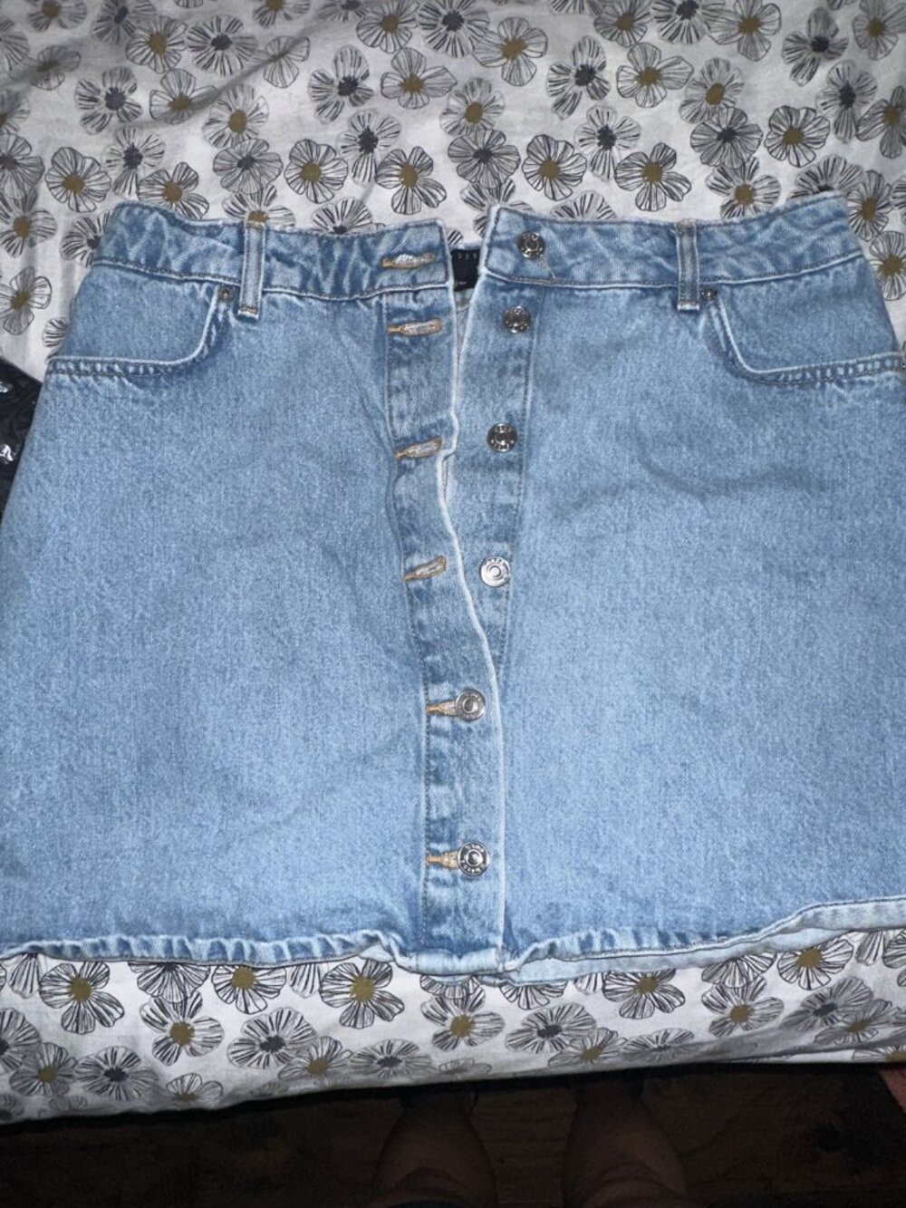 ASOS Design Light Wash Denim Mini Skirt, Button Front, Sz 14/US10